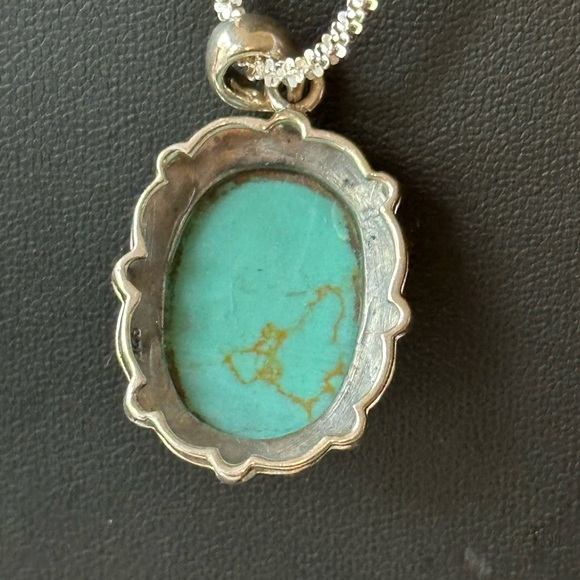 Turquoise marcasite beautiful sterling silver pendant - Picture 3 of 9